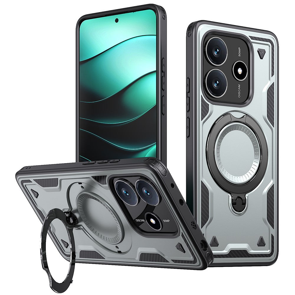 For Xiaomi Redmi Note 14 5G Magnetic Case Military Protection PC+TPU Kickstand Phone Cover