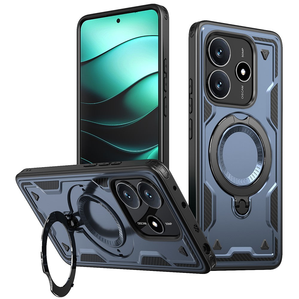 For Xiaomi Redmi Note 14 5G Magnetic Case Military Protection PC+TPU Kickstand Phone Cover