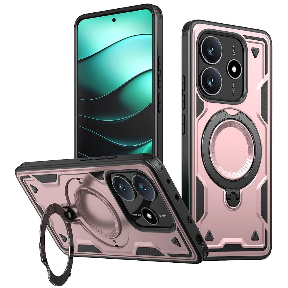 For Xiaomi Redmi Note 14 5G Magnetic Case Military Protection PC+TPU Kickstand Phone Cover