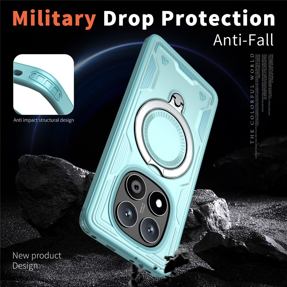 Xiaomi Redmi Note 14 Pro+ 5G / 14 Pro 5G / 14 Pro 4G / Poco X7 5G Magnetiskt skal Militärskydd PC+TPU Stativ mobilskal