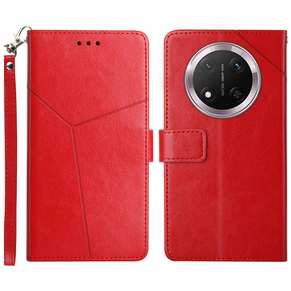HT01 For Honor Magic7 Lite 5G / X9c 5G / X60 Pro 5G Case Y-Shaped Lines Imprint Leather Phone Cover