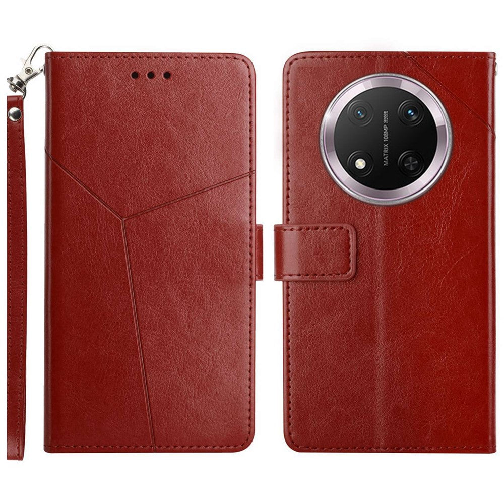 HT01 For Honor Magic7 Lite 5G / X9c 5G / X60 Pro 5G Case Y-Shaped Lines Imprint Leather Phone Cover