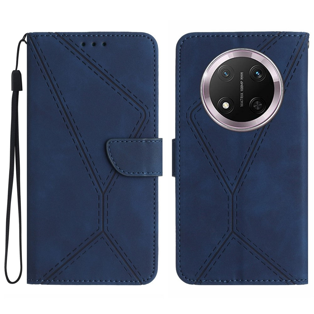 HT05 For Honor Magic7 Lite 5G / X9c 5G / X60 Pro 5G Case Leather Imprinted Lines Phone Cover with Card Holder