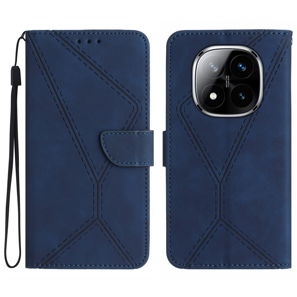 For Xiaomi Redmi Note 14 Pro+ 5G / 14 Pro 5G / Poco X7 5G Case Leather Imprinted Lines Phone Cover with Card Holder
