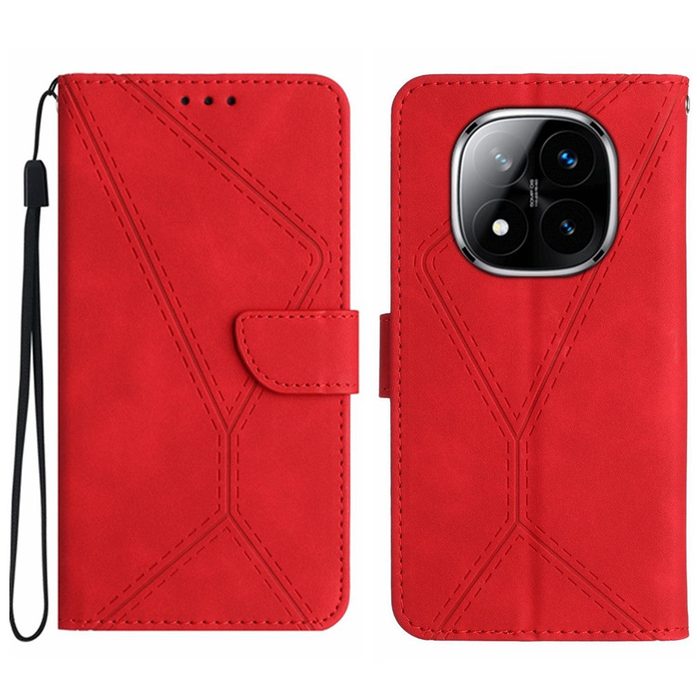 For Xiaomi Redmi Note 14 Pro+ 5G / 14 Pro 5G / Poco X7 5G Case Leather Imprinted Lines Phone Cover with Card Holder