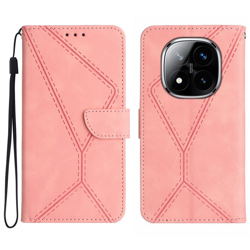 For Xiaomi Redmi Note 14 Pro+ 5G / 14 Pro 5G / Poco X7 5G Case Leather Imprinted Lines Phone Cover with Card Holder