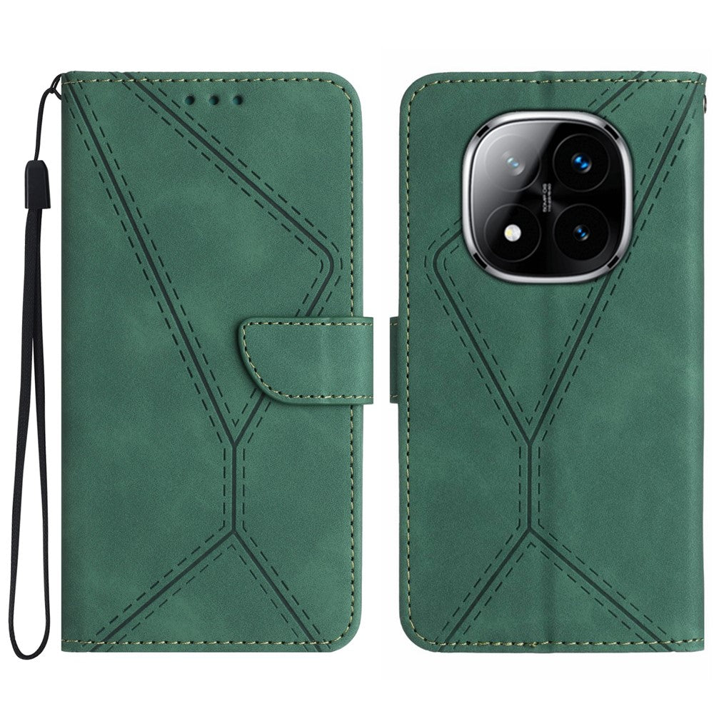 For Xiaomi Redmi Note 14 Pro+ 5G / 14 Pro 5G / Poco X7 5G Case Leather Imprinted Lines Phone Cover with Card Holder