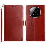 HT01 For Xiaomi Redmi Note 14 Pro+ 5G / Note 14 Pro 5G / Poco X7 5G Case Y-Shaped Lines Imprint Leather Phone Cover