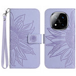 HT04 For Xiaomi Redmi Note 14 Pro+ 5G / 14 Pro 5G / Poco X7 5G Case Sunflower Leather Wallet Phone Cover with Wrist Strap