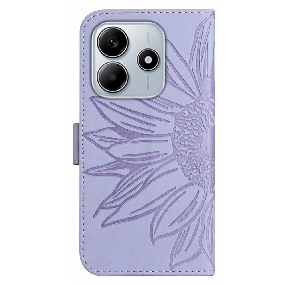 For Xiaomi Redmi Note 14 5G Case Sunflower Leather Wallet Phone Cover with Wrist Strap