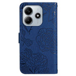 Xiaomi Redmi Note 14 5G-skal i läder med rem, tryck med fjärilsblomma