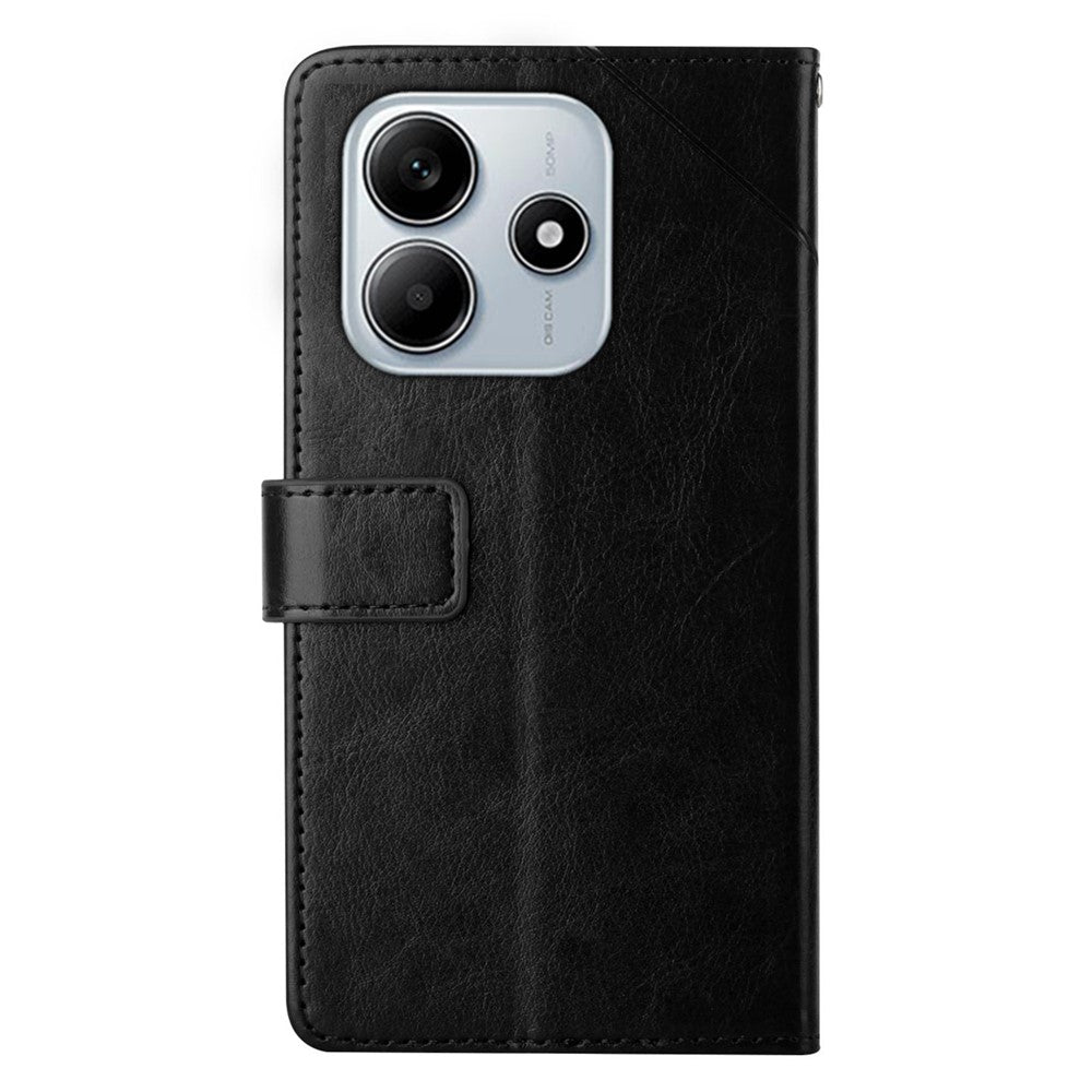 HT01 For Xiaomi Redmi Note 14 5G Case Y-Shaped Lines Imprint Leather Phone Cover