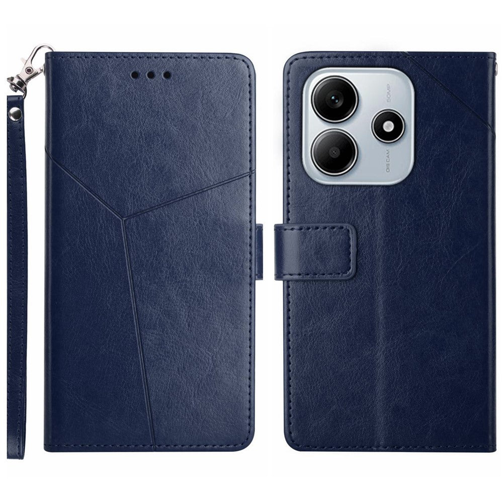 HT01 For Xiaomi Redmi Note 14 5G Case Y-Shaped Lines Imprint Leather Phone Cover