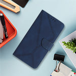 HT05 For Xiaomi Redmi Note 14 5G Case Leather Imprinted Lines Phone Cover with Card Holder