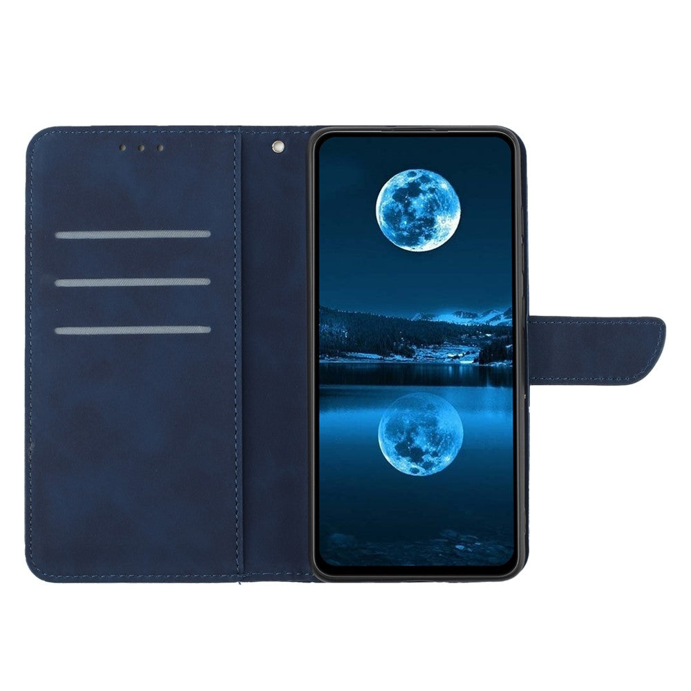 HT05 For Xiaomi Redmi Note 14 5G Case Leather Imprinted Lines Phone Cover with Card Holder