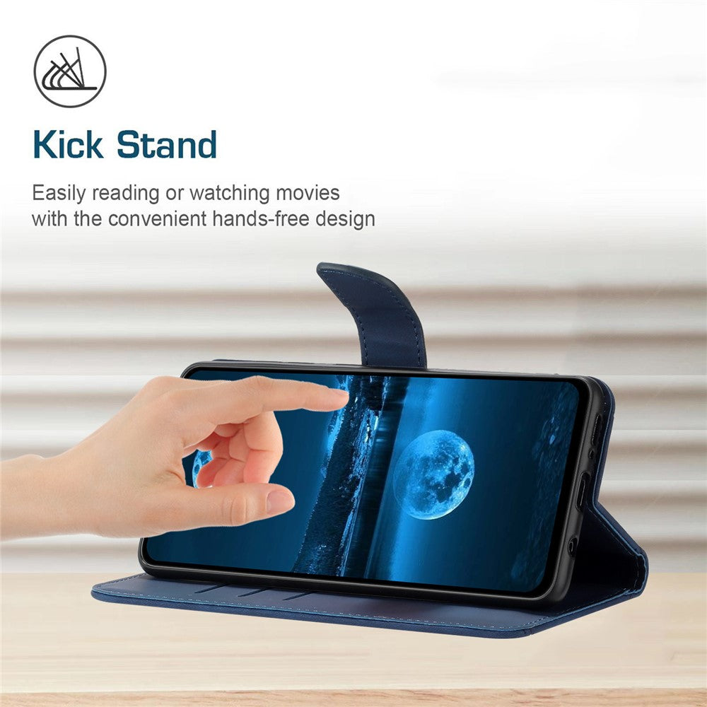 HT05 For Xiaomi Redmi Note 14 5G Case Leather Imprinted Lines Phone Cover with Card Holder