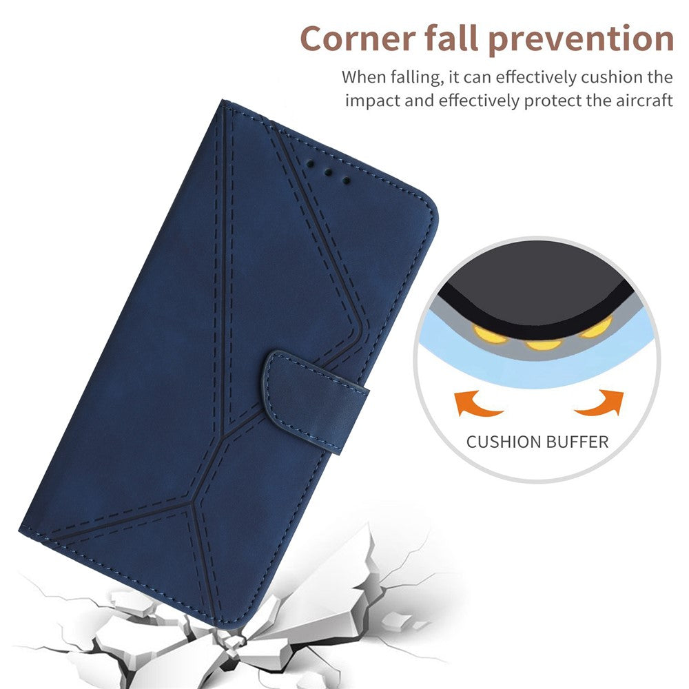 HT05 For Xiaomi Redmi Note 14 5G Case Leather Imprinted Lines Phone Cover with Card Holder