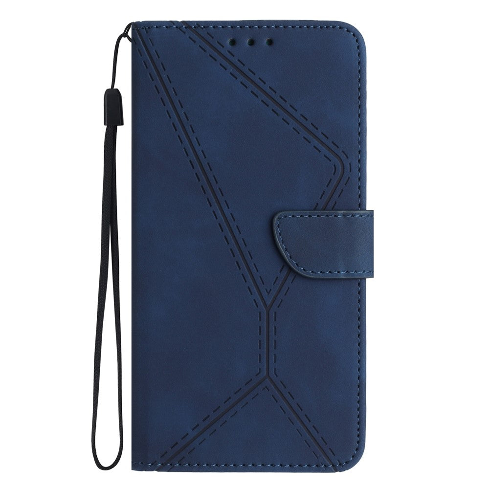 HT05 For Xiaomi Redmi Note 14 5G Case Leather Imprinted Lines Phone Cover with Card Holder