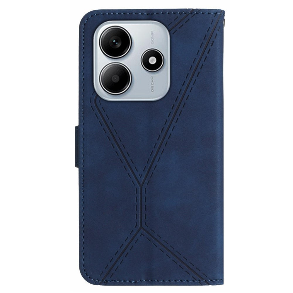 HT05 For Xiaomi Redmi Note 14 5G Case Leather Imprinted Lines Phone Cover with Card Holder
