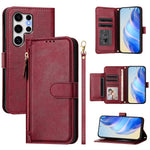 For Samsung Galaxy S25 Ultra Case Zipper Pocket Multiple Card Slots Leather Phone Cover