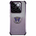 For Xiaomi 14 Pro Case Butterfly Kickstand Glitter TPU Shockproof Phone Cover
