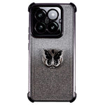 For Xiaomi 14 Pro Case Butterfly Kickstand Glitter TPU Shockproof Phone Cover