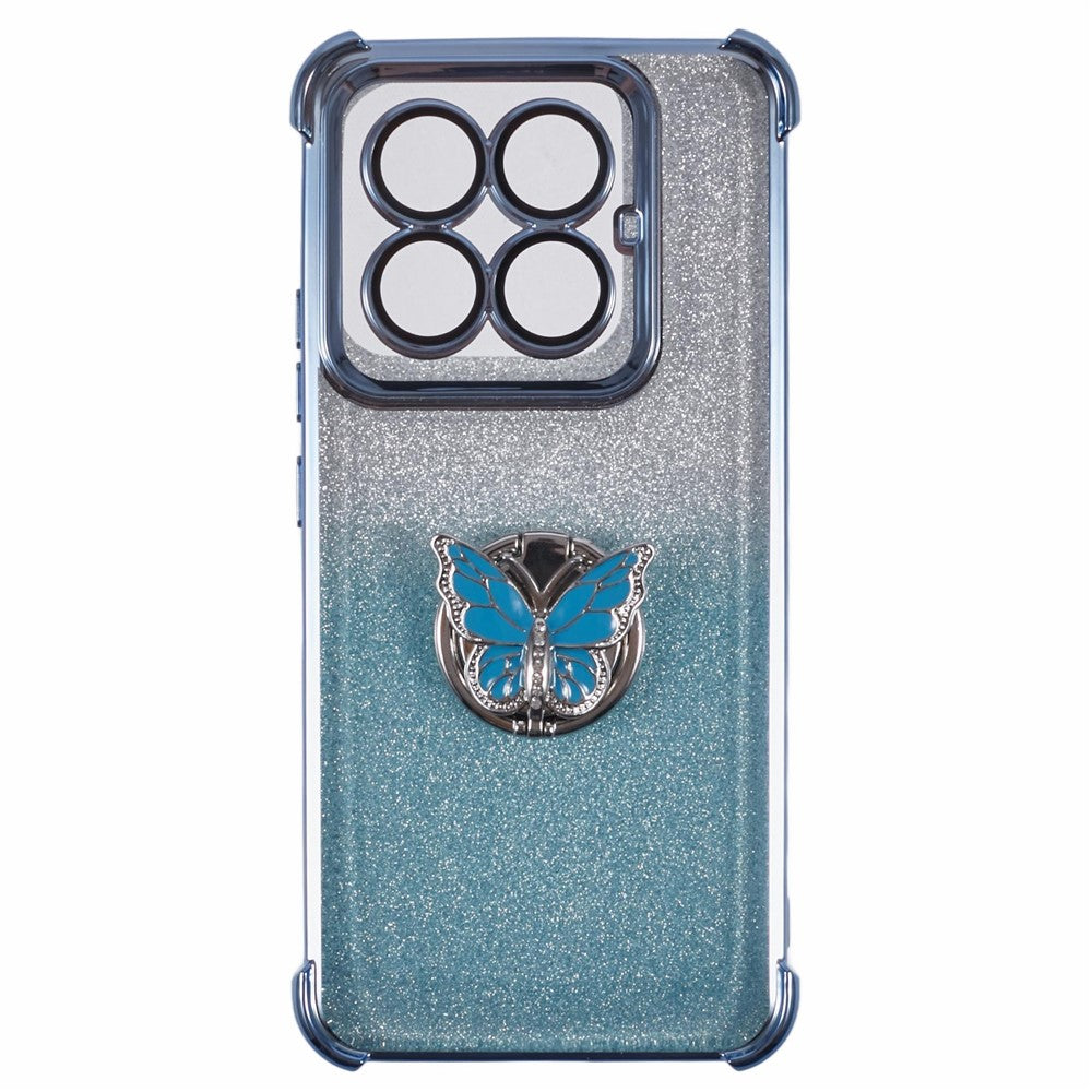 For Xiaomi 14 Pro Case Butterfly Kickstand Glitter TPU Shockproof Phone Cover