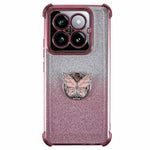 For Xiaomi 14 Pro Case Butterfly Kickstand Glitter TPU Shockproof Phone Cover