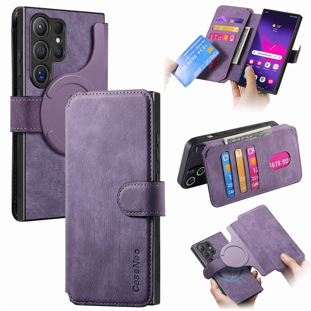 CASENEO Til Samsung Galaxy S25 Ultra Magnetisk Etui Aftageligt Læder Pung Cover