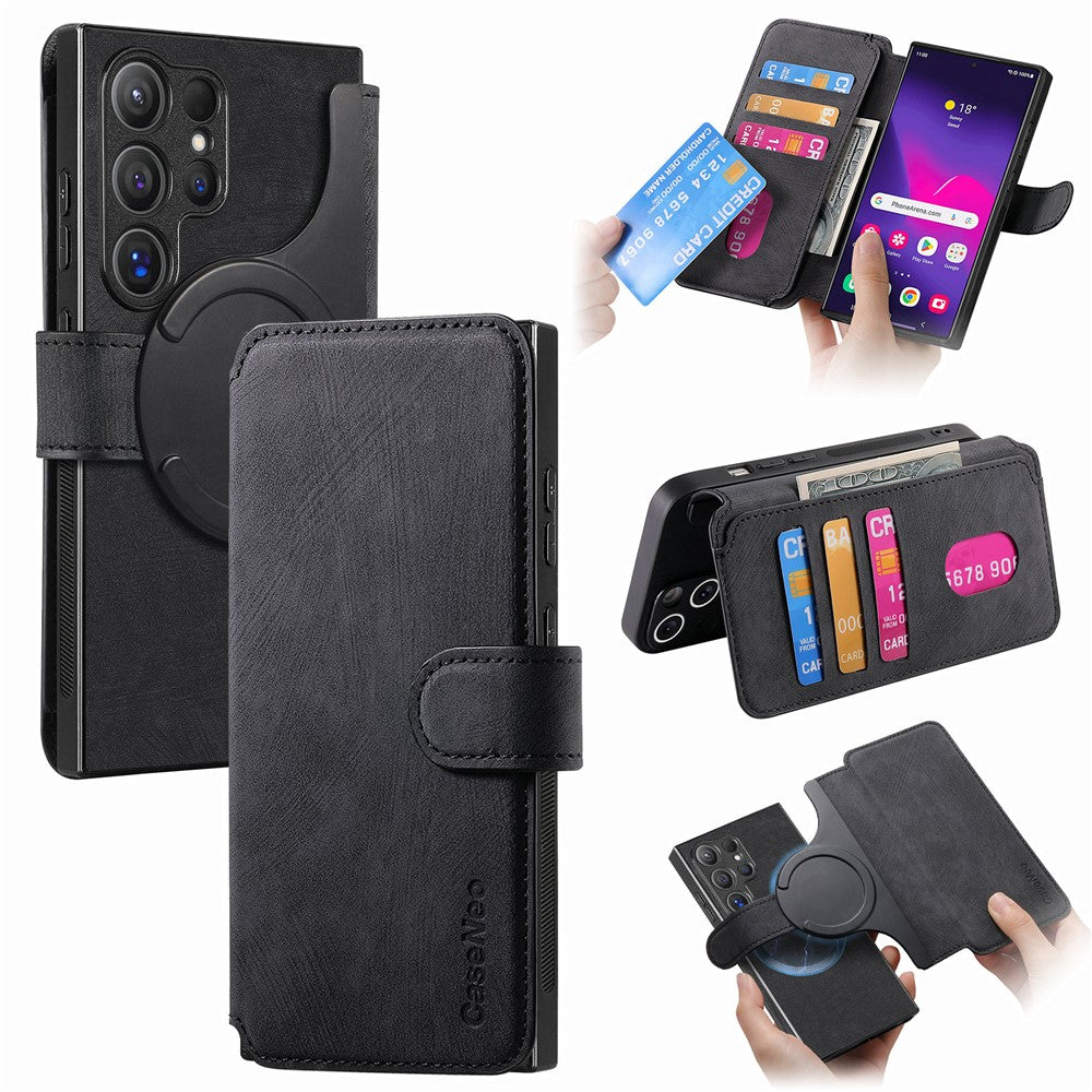 CASENEO Til Samsung Galaxy S25 Ultra Magnetisk Etui Aftageligt Læder Pung Cover