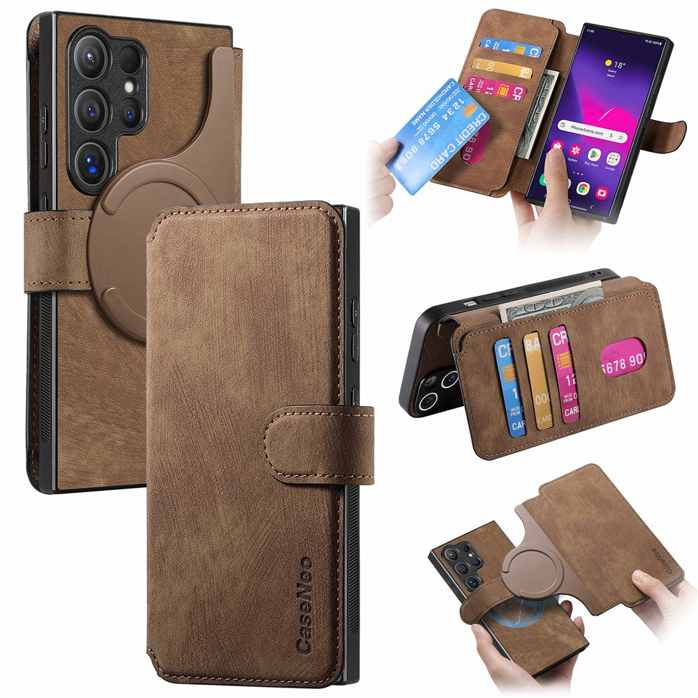 CASENEO Til Samsung Galaxy S25 Ultra Magnetisk Etui Aftageligt Læder Pung Cover