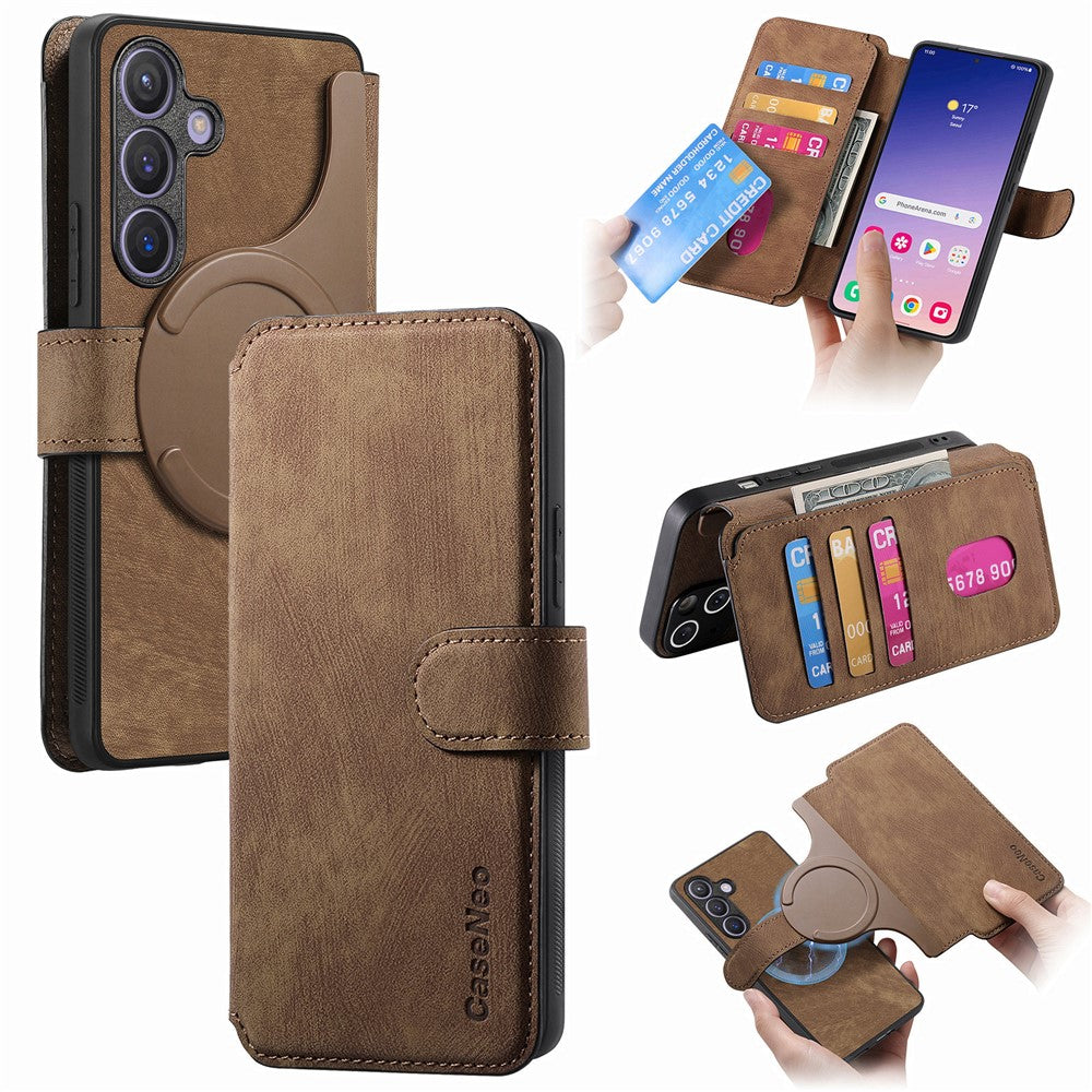 CASENEO Til Samsung Galaxy S25 Magnetisk Cover Aftageligt Læder Telefonpung Etui