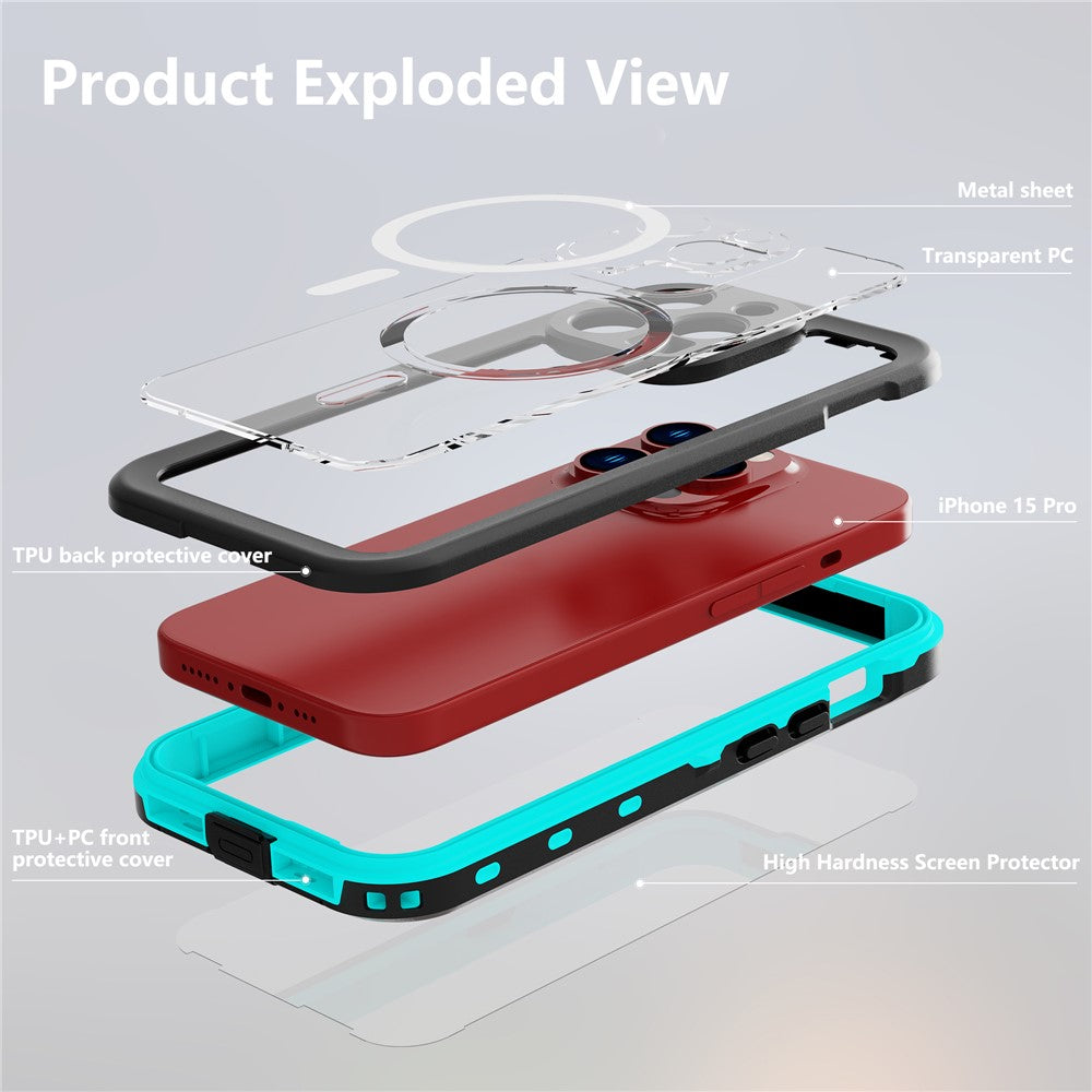 REDPEPPER Dot+ Series For iPhone 15 Pro Phone Case Compatible with MagSafe IP68 Waterproof Clear Phone Cover