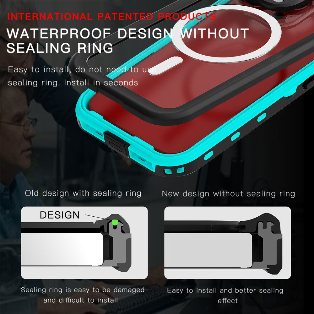 REDPEPPER Dot+ Series For iPhone 15 Pro Phone Case Compatible with MagSafe IP68 Waterproof Clear Phone Cover