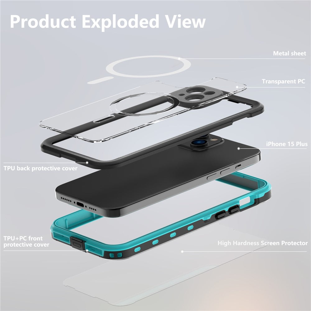 REDPEPPER Dot+ Series For iPhone 15 Plus Phone Case Compatible with MagSafe IP68 Waterproof Clear Phone Cover