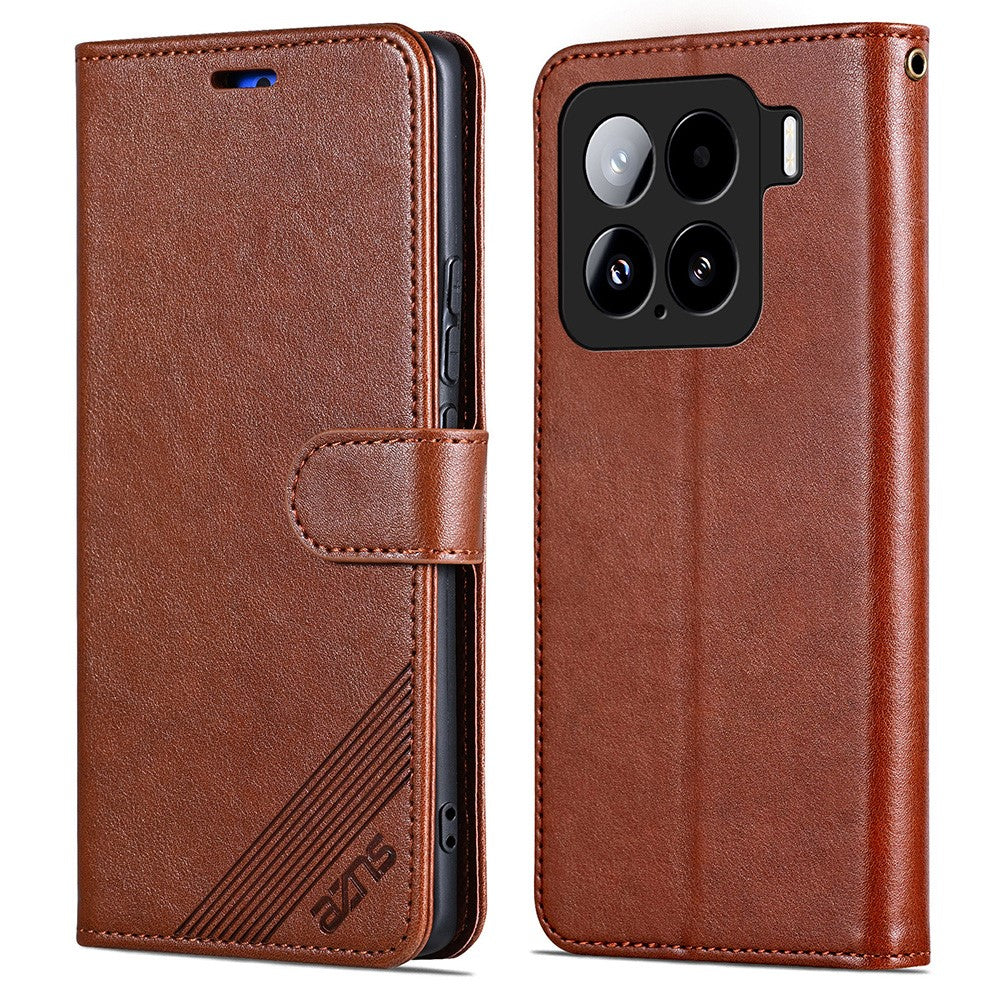 AZNS For Xiaomi 15 Case Anti-Scratch PU Leather Stand Wallet Phone Cover