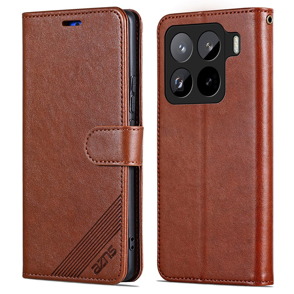 AZNS For Xiaomi 15 Pro Case Anti-Scratch PU Leather Stand Wallet Phone Cover