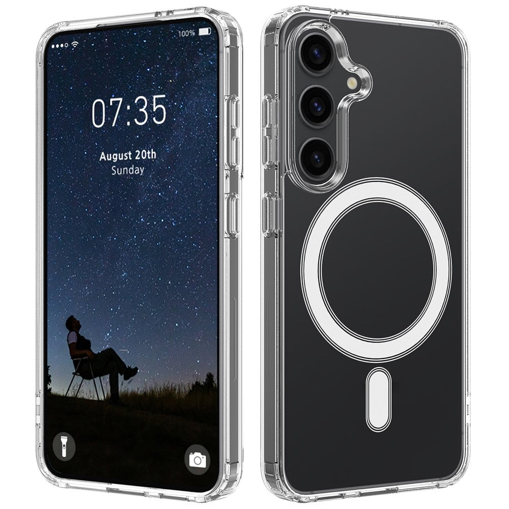 Til Samsung Galaxy S25+ Gennemsigtigt Cover TPU + Akryl Magnetisk Telefoncover
