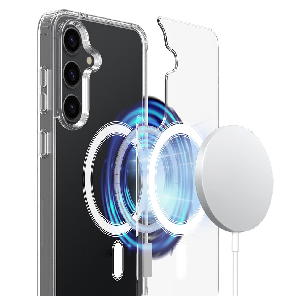 Til Samsung Galaxy S25+ Gennemsigtigt Cover TPU + Akryl Magnetisk Telefoncover