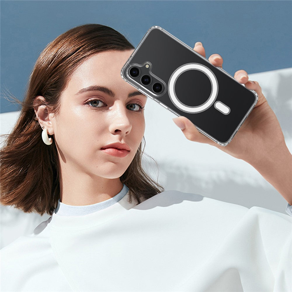 Til Samsung Galaxy S25+ Gennemsigtigt Cover TPU + Akryl Magnetisk Telefoncover