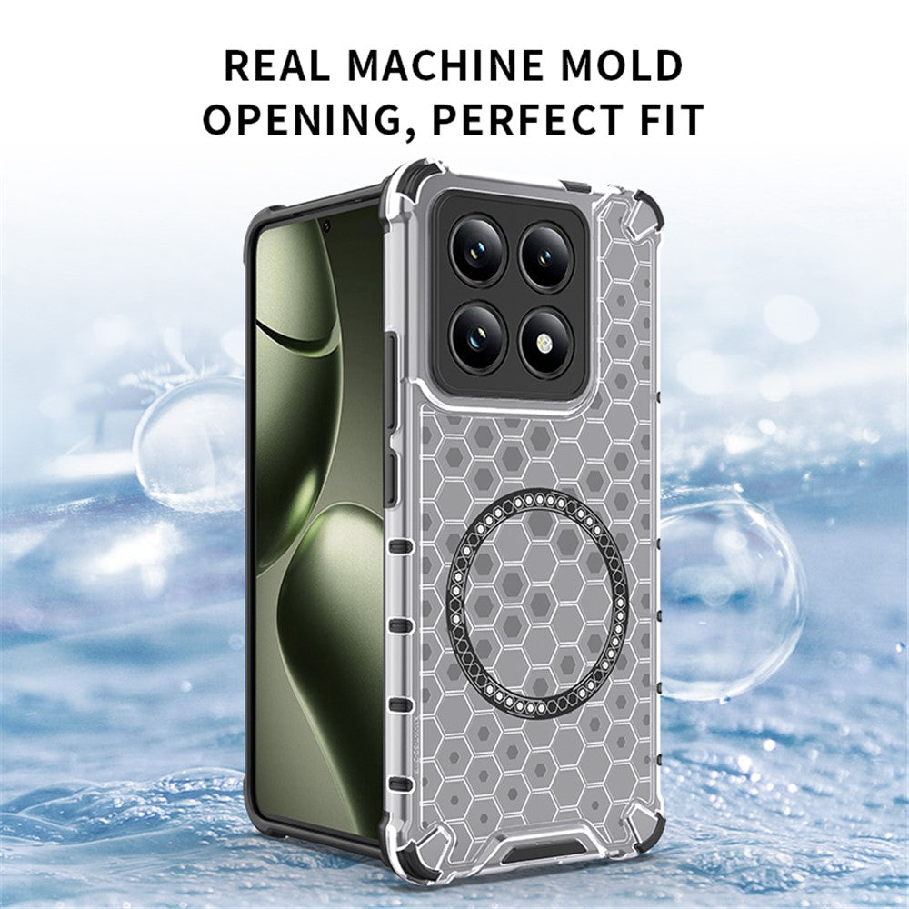 For Xiaomi 14T Magnetic Case Honeycomb Design TPU+PC Phone Cover