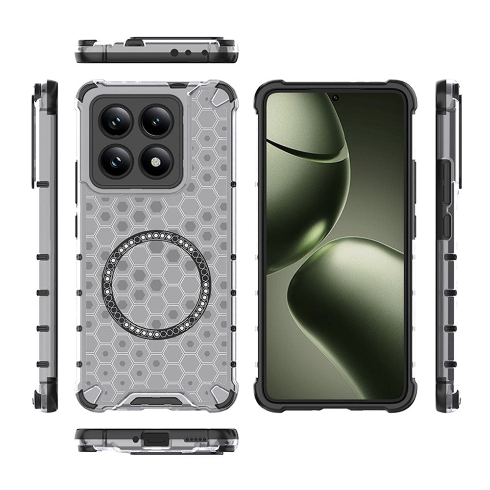 For Xiaomi 14T Magnetic Case Honeycomb Design TPU+PC Phone Cover