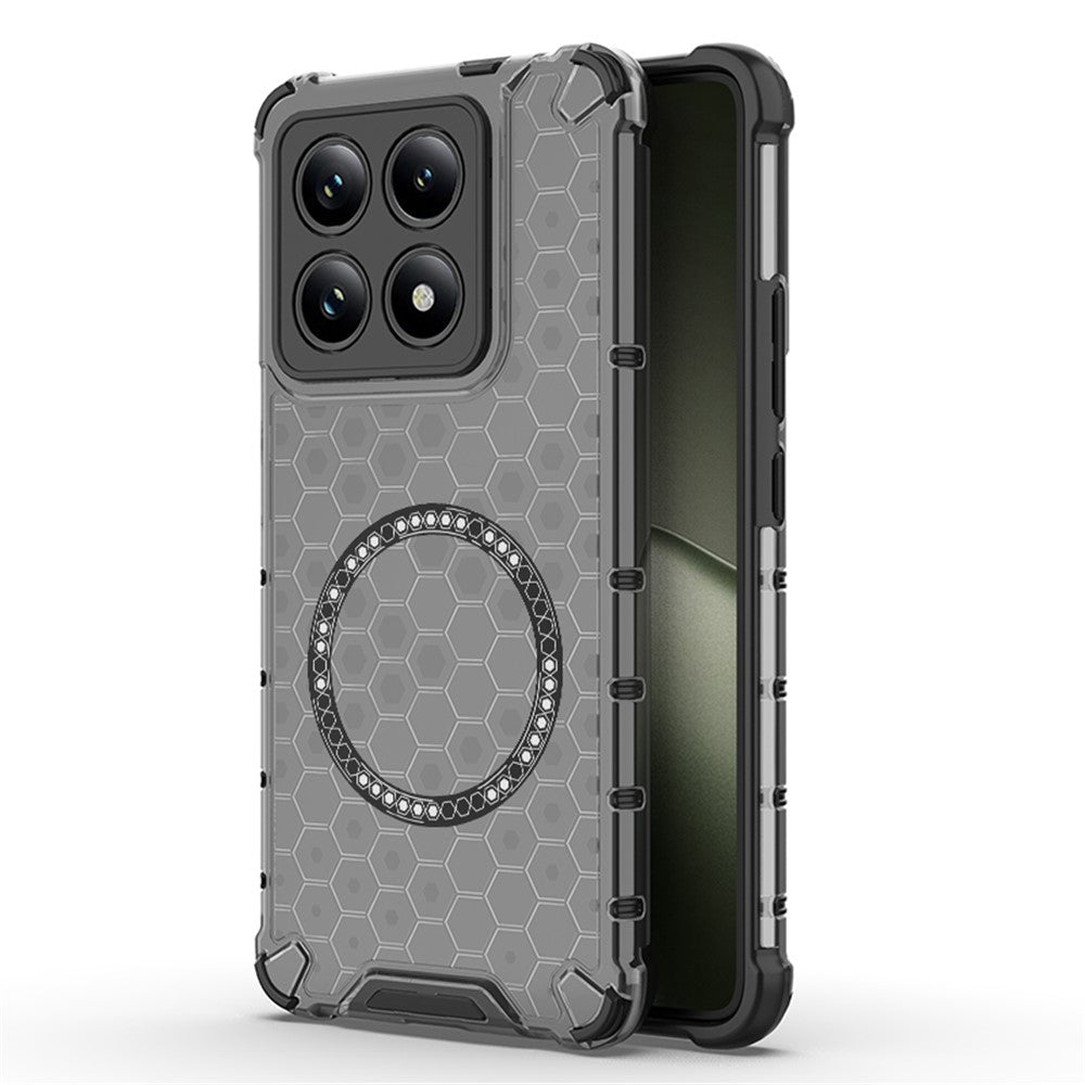 For Xiaomi 14T Magnetic Case Honeycomb Design TPU+PC Phone Cover