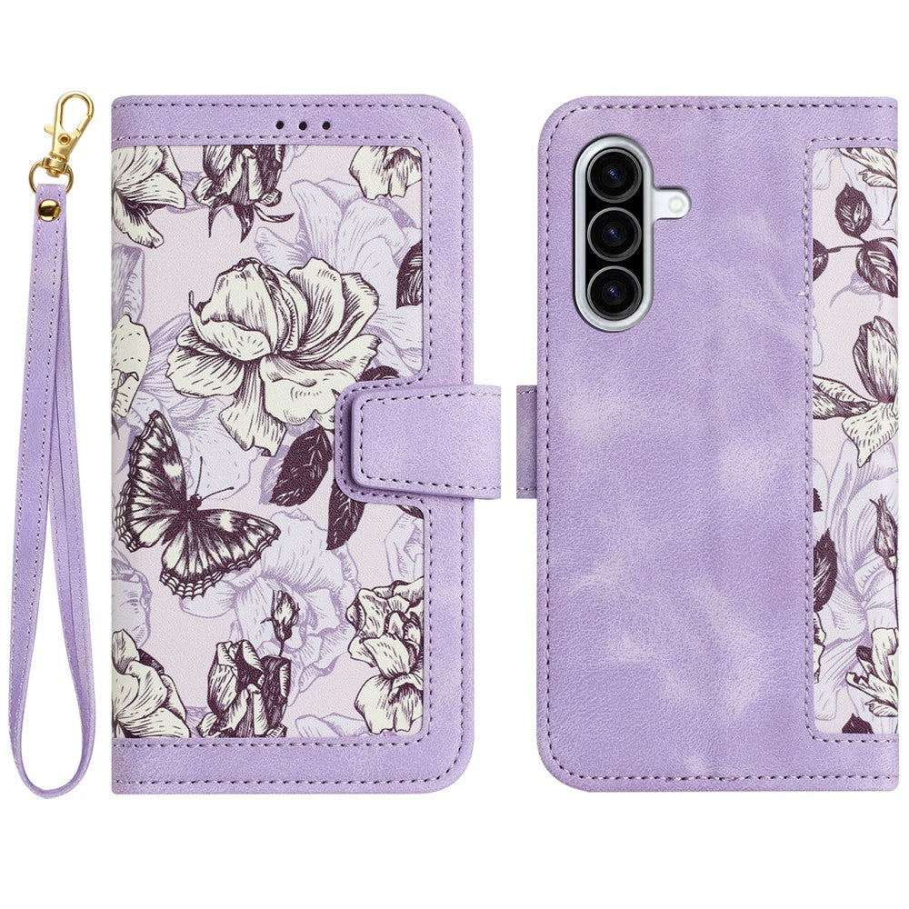 For Samsung Galaxy A36 5G Case PU Leather Floral Phone Cover with Card Slots
