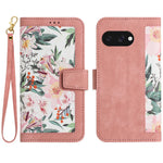 Til Google Pixel 9a Cover i PU Læder med Blomstermønster og Kortlommer