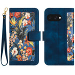 Til Google Pixel 9a Cover i PU Læder med Blomstermønster og Kortlommer