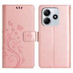 For Xiaomi Redmi Note 14 5G Leather Wallet Case Butterfly Flower Imprinted Phone Cover with Strap