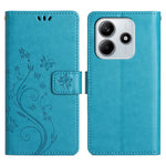 For Xiaomi Redmi Note 14 5G Leather Wallet Case Butterfly Flower Imprinted Phone Cover with Strap