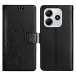 For Xiaomi Redmi Note 14 5G Leather Wallet Case Butterfly Flower Imprinted Phone Cover with Strap