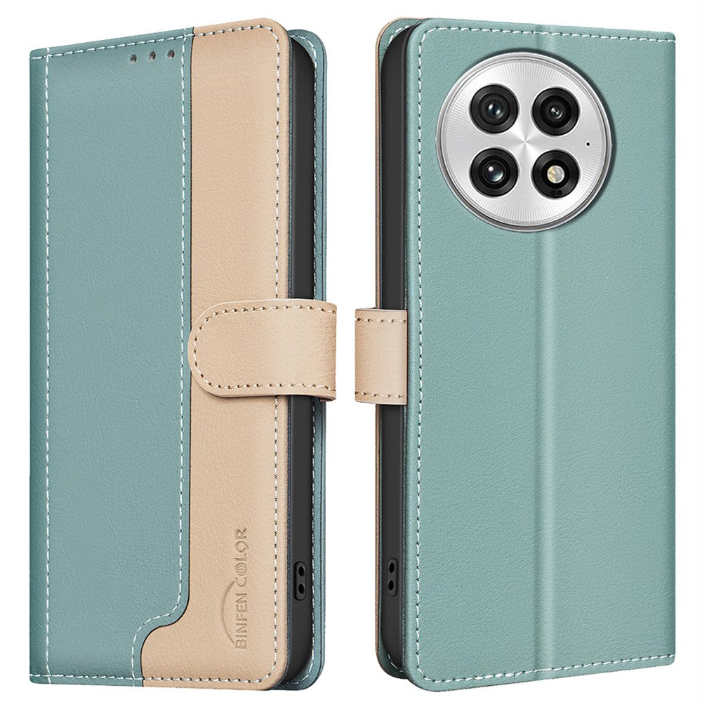 BINFEN COLOR BF33 for OnePlus 13 Leather Case Splicing Color RFID Blocking